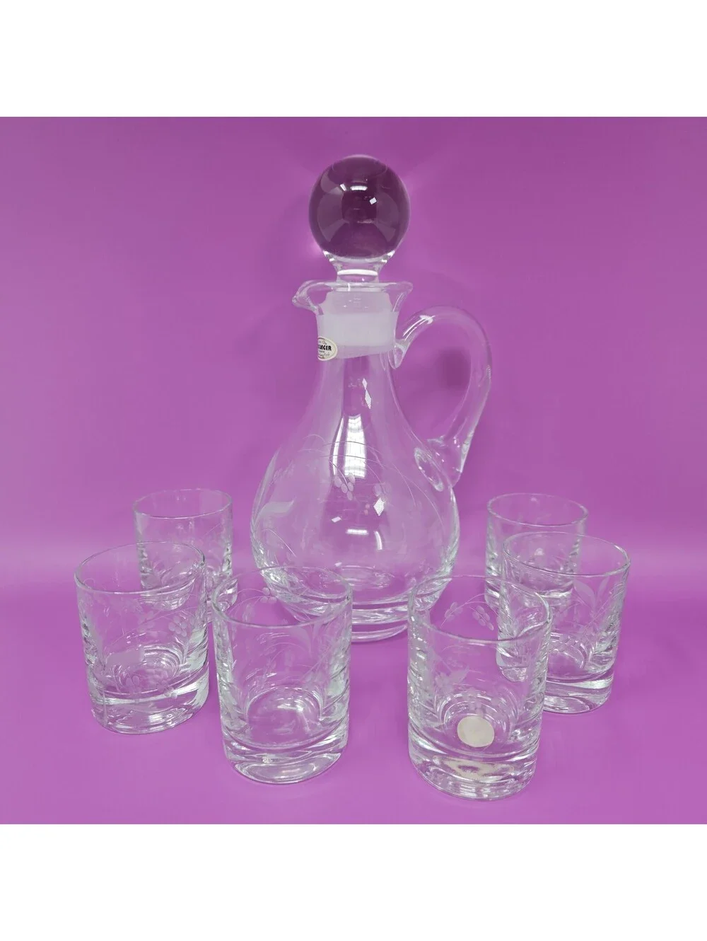 Rare! Kisslinger Rattenberg Tirol Kristallglas Crystal Decanter With 6 Glasses